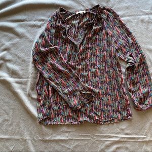Feather pattern pull-over blouse